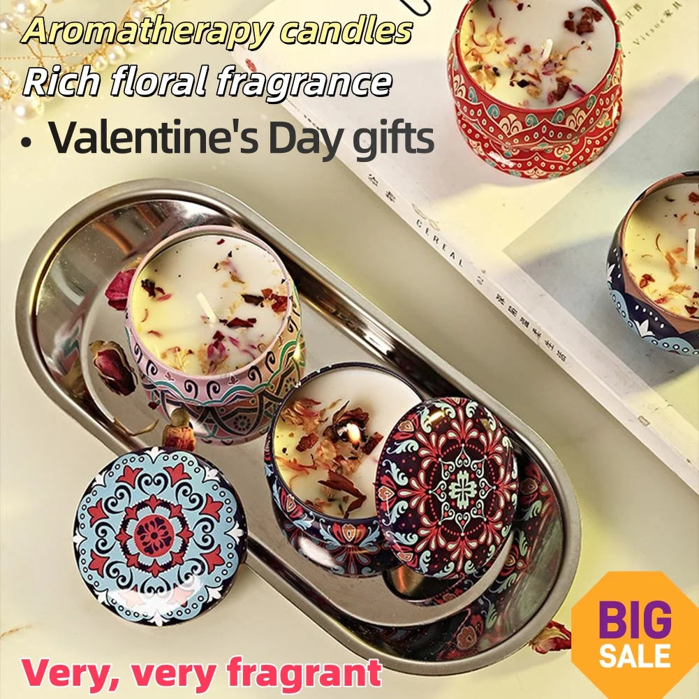 Vintage floral tin soy candle