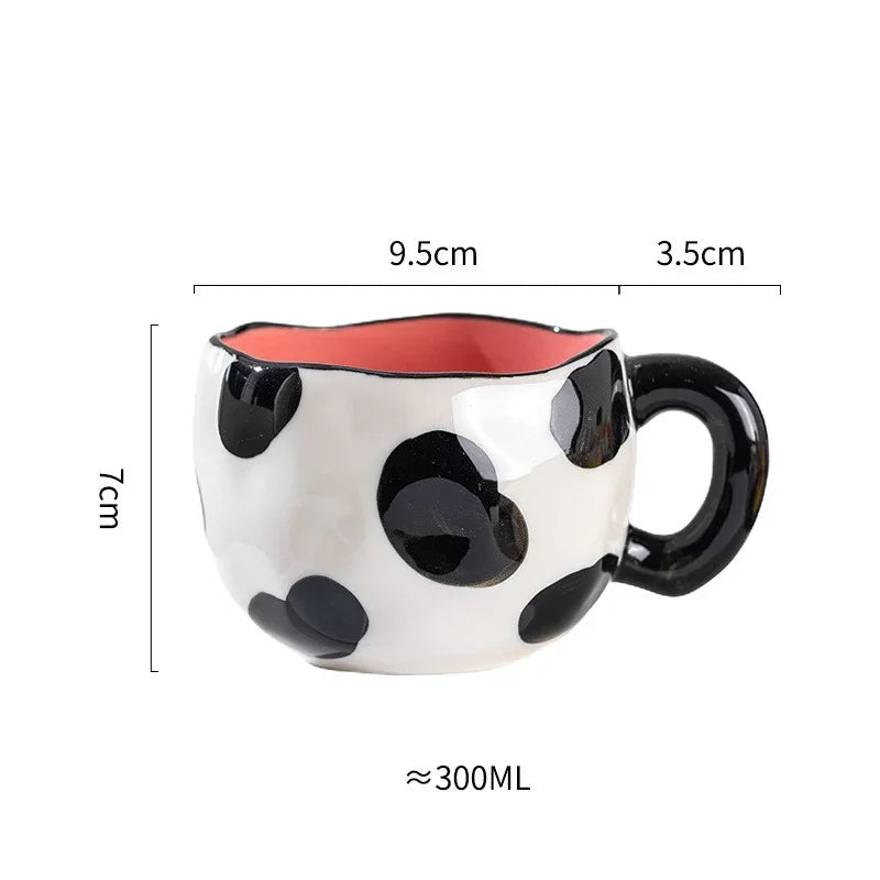 Hand-Painted Ceramic Mug, Cute Irregular Flower Coffee Mug