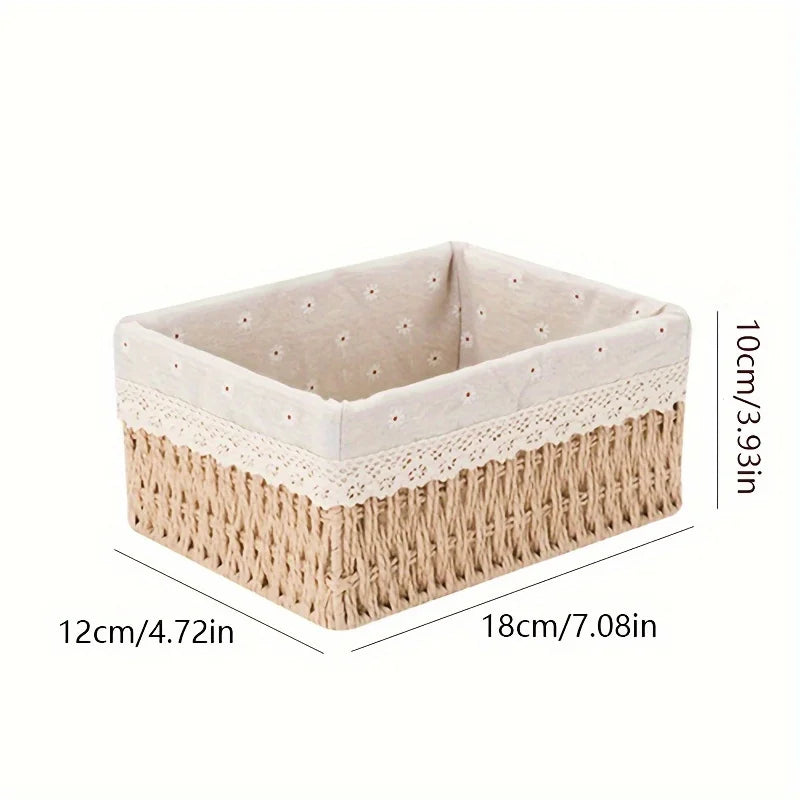 Lace Lined Rattan Storage Basket product photo 3