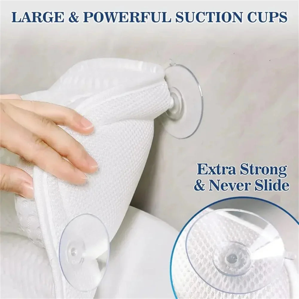 Spa Bath Pillow, 4D Mesh Bathtub Headrest with Suction Cups