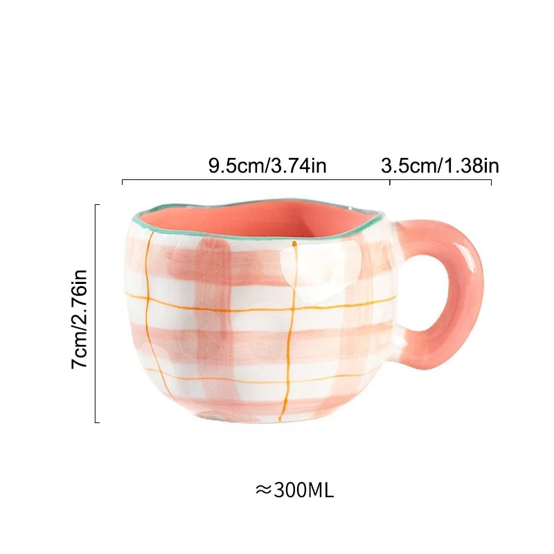Hand-Painted Ceramic Mug, Cute Irregular Flower Coffee Mug