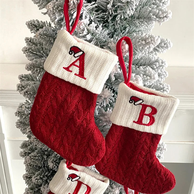 Mini Initial Christmas Stocking, Knit Letter Stocking Ornament