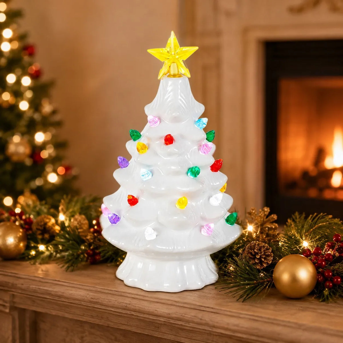 Vintage Ceramic Christmas Tree, Lighted Tabletop Tree
