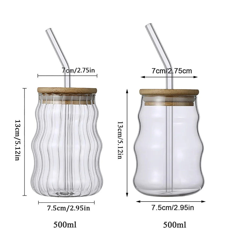 Wavy Ripple Drinking Glass, 18 oz Iced Coffee Cup