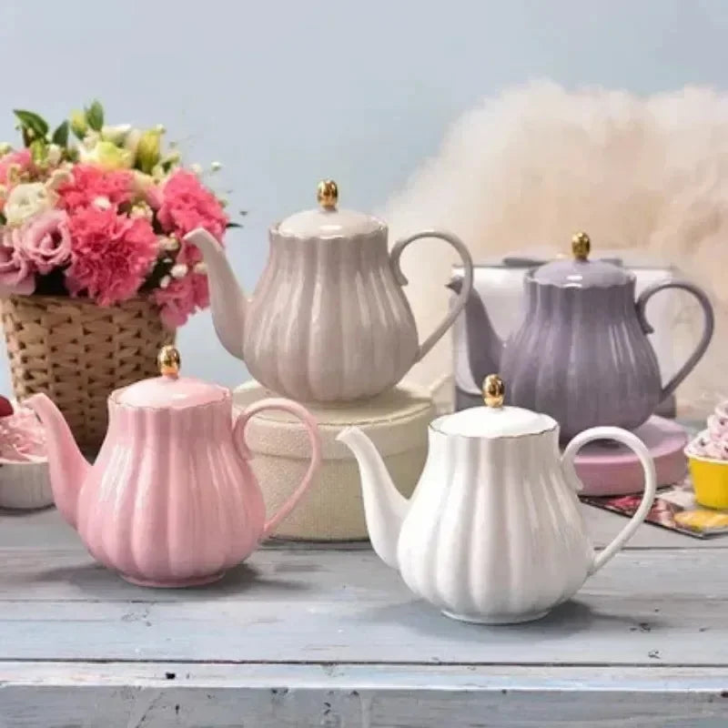 Pumpkin Teapot, Fluted Bone China Tea Pot (1L)