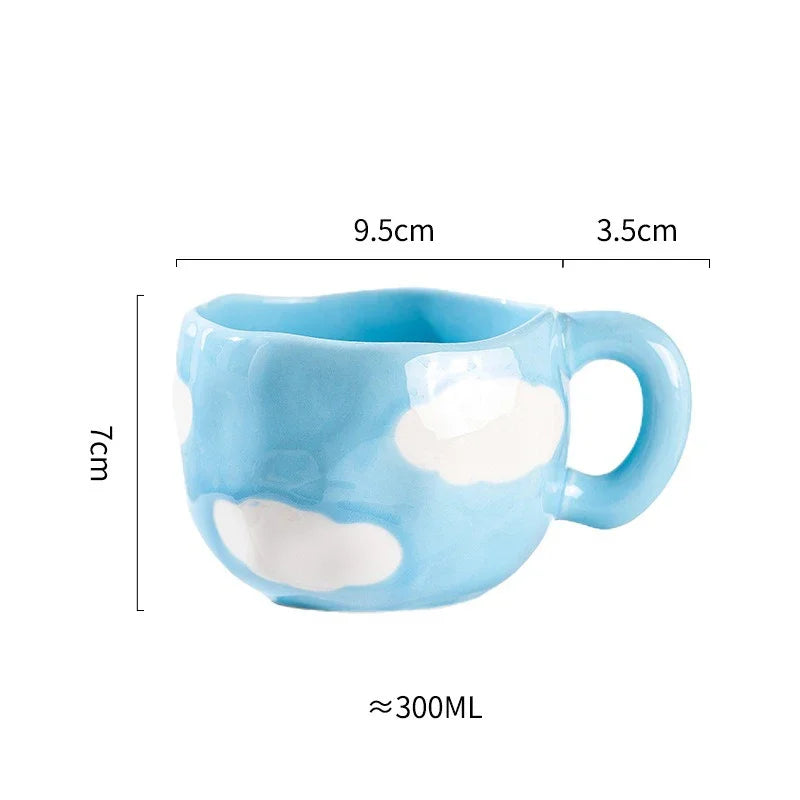Hand-Painted Ceramic Mug, Cute Irregular Flower Coffee Mug