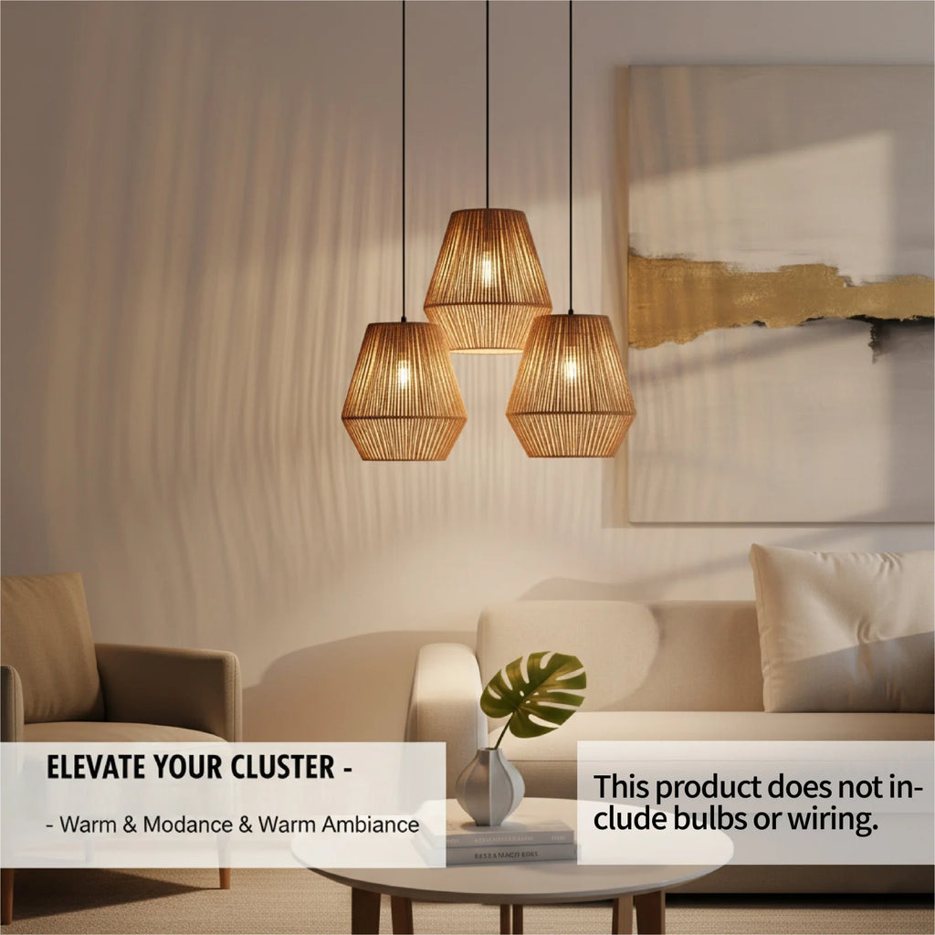 Woven boho pendant lampshade