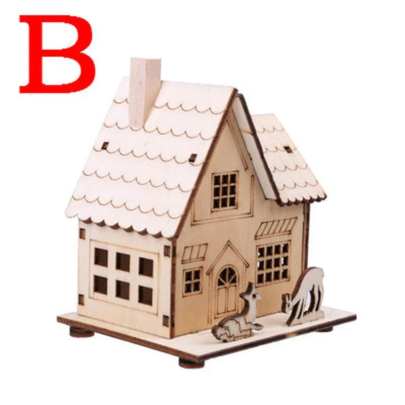Lighted Wooden Christmas House, LED Church, Cottage or Chalet