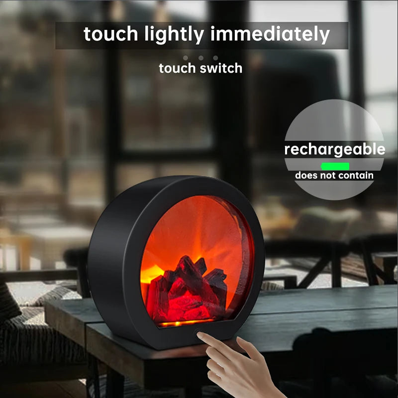 Fireplace Lantern, Flickering Log Flame LED Lamp