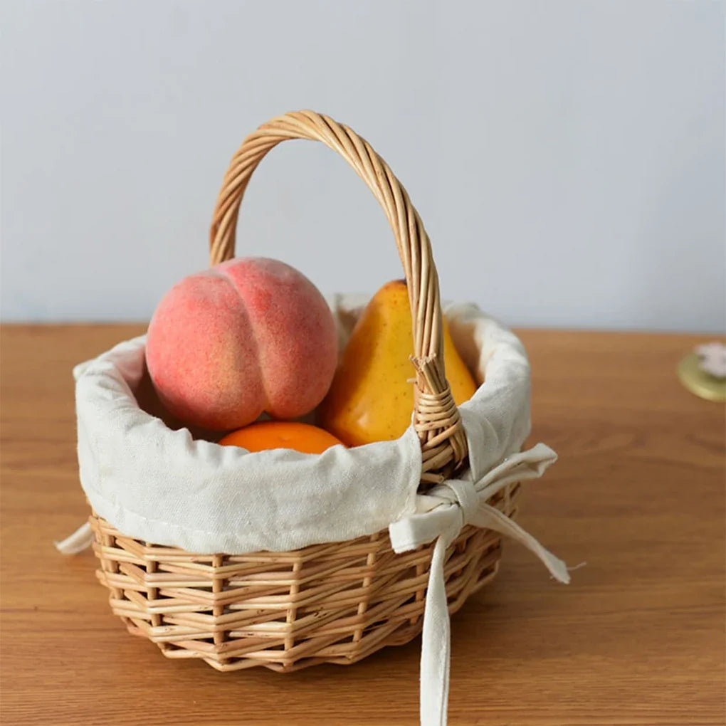 Lined Rattan Picnic Tote Basket product photo 6