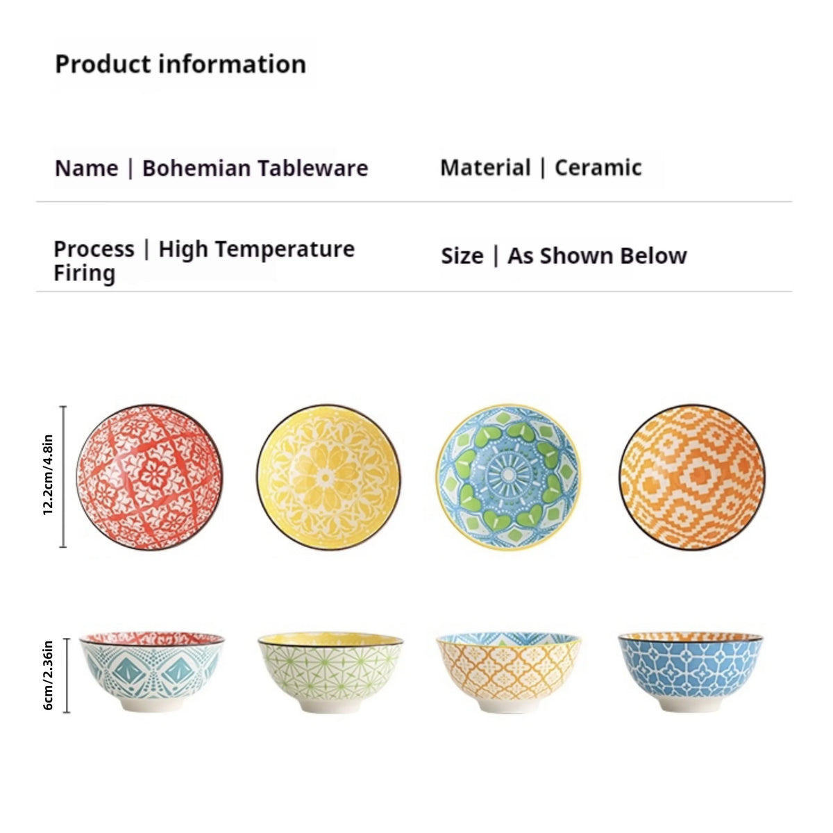 Boho Ceramic Snack Bowls, Set of 4 product photo 6