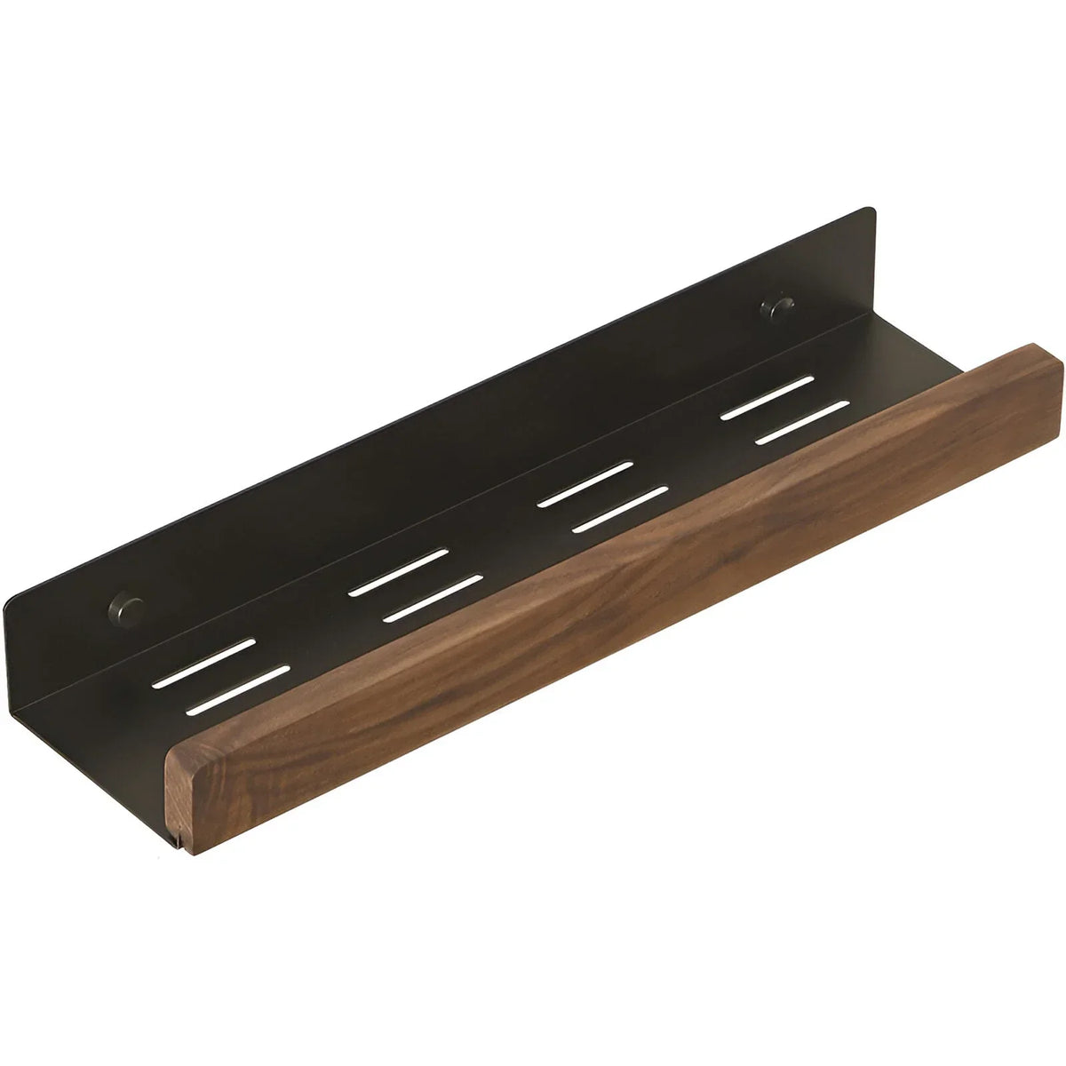 Walnut Bathroom Shelf, Wall-Mounted Wood & Metal Shelf