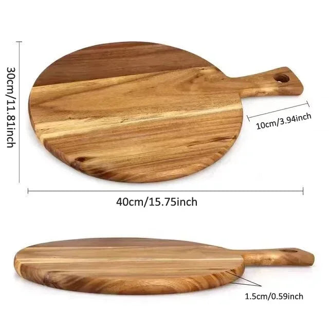 Acacia Wood Cutting Board with Handle, Charcuterie Serving Board