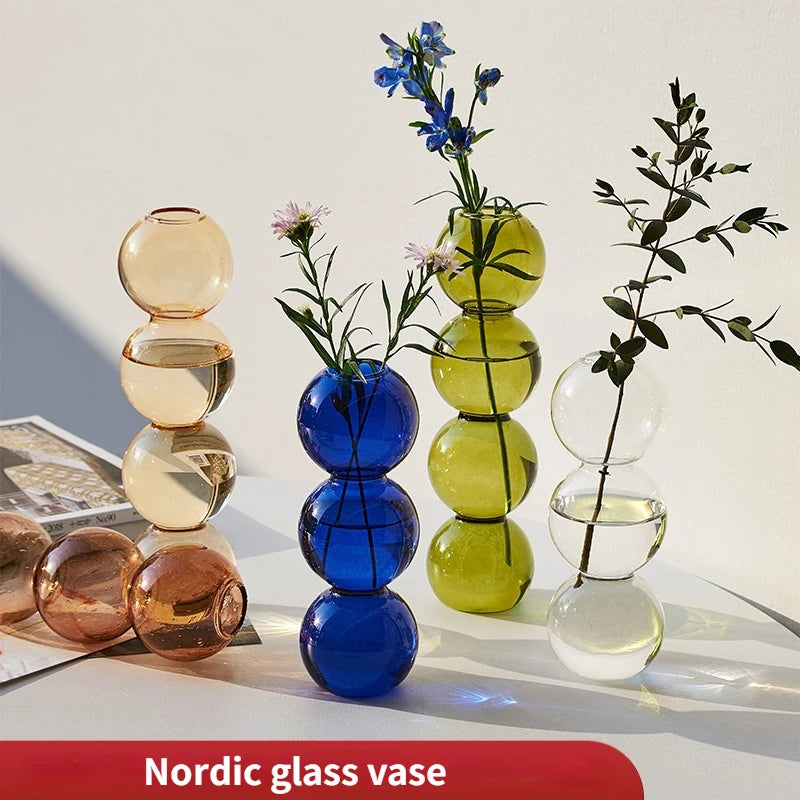Bubble Glass Vase, Stacked Sphere Bud Vase