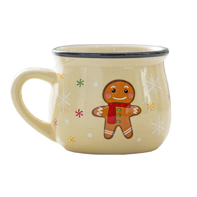 Christmas ceramic mug, cream gingerbread design