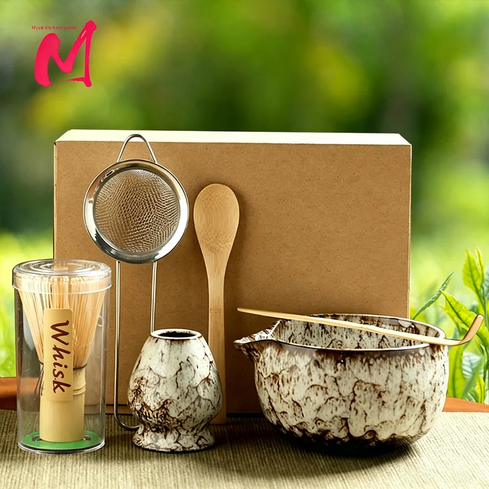Japanese Matcha Tea Set, 6-Piece Bamboo Whisk Ceremony Kit