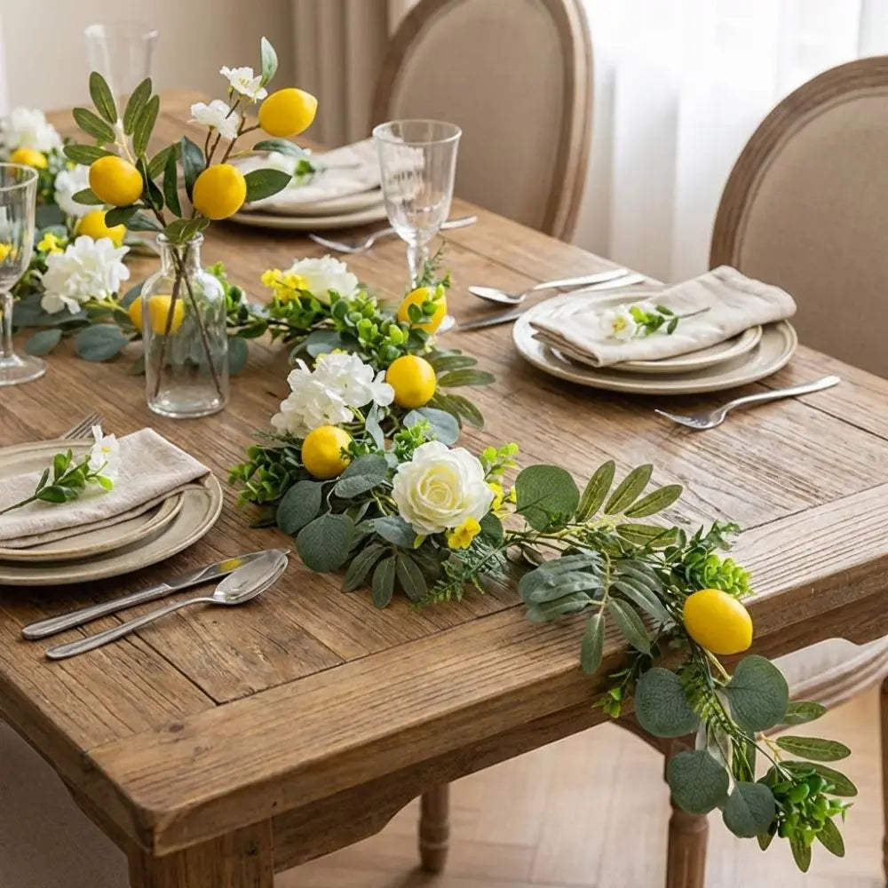 Lemon & Eucalyptus Garland, Faux Greenery Vine