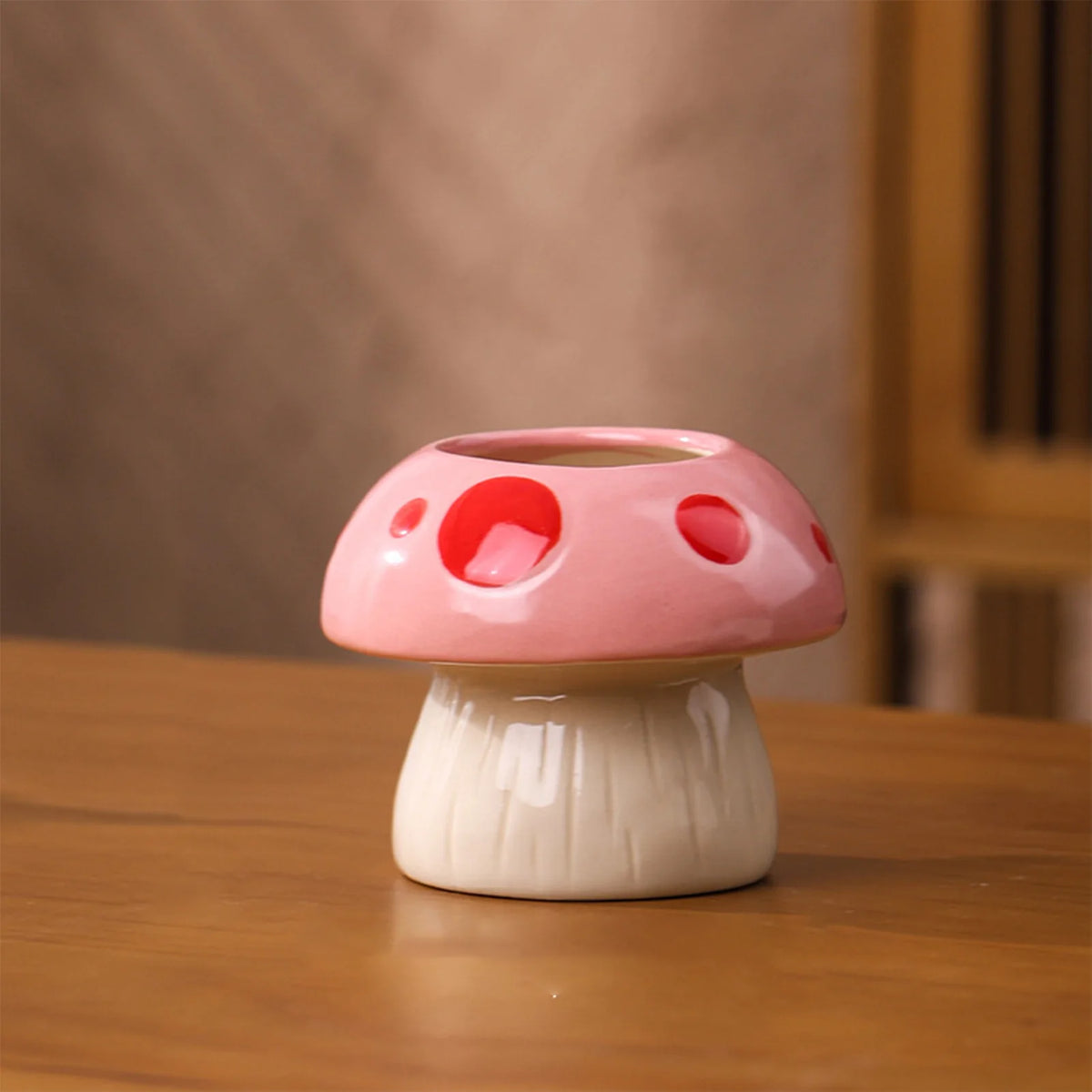 Mushroom Ceramic Vase, Red & Pink Toadstool Planter