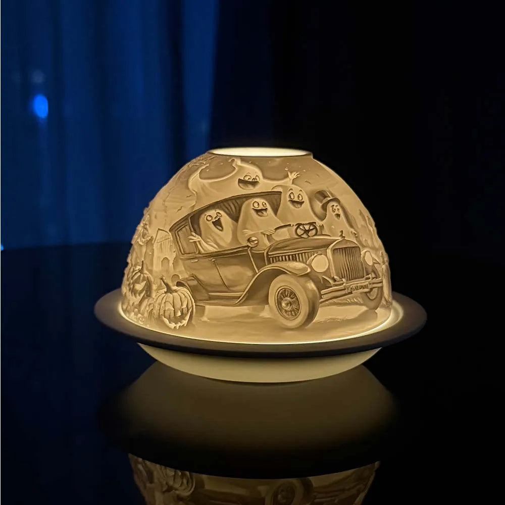 Porcelain Ghost Tealight Dome, Glowing Halloween Candle Lamp
