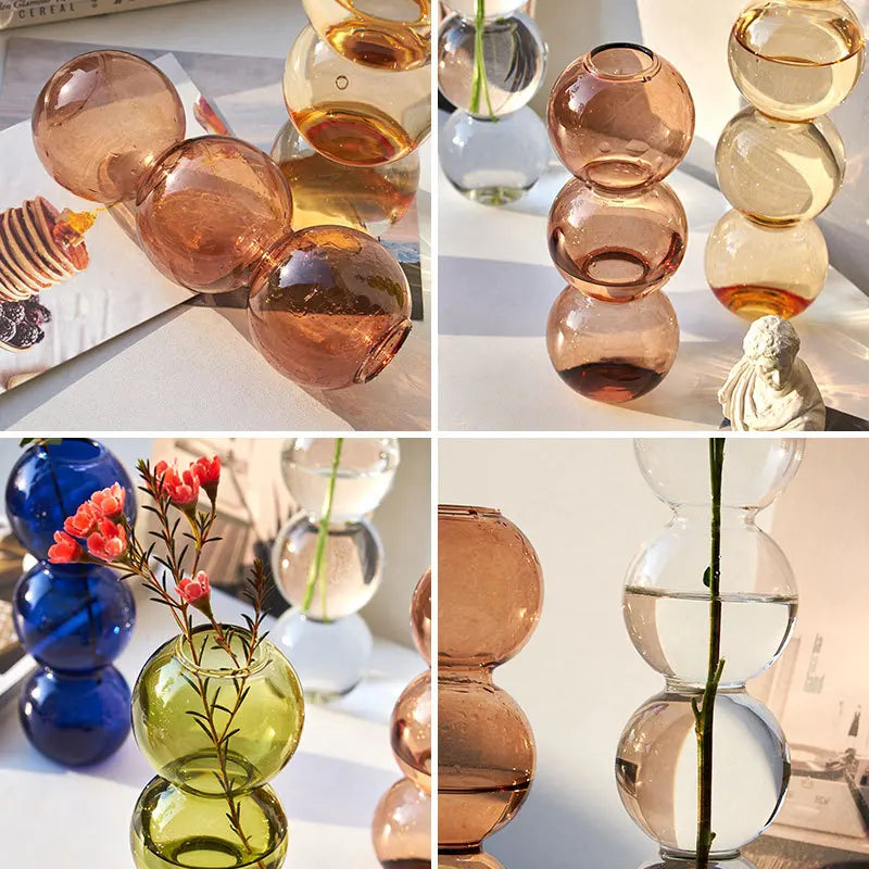 Bubble Glass Vase, Stacked Sphere Bud Vase