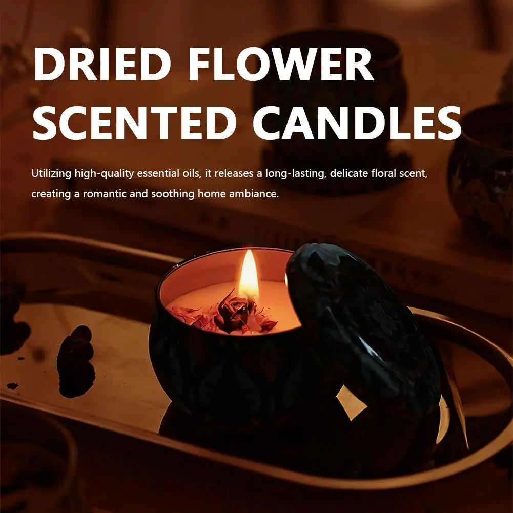 Vintage floral tin soy candle