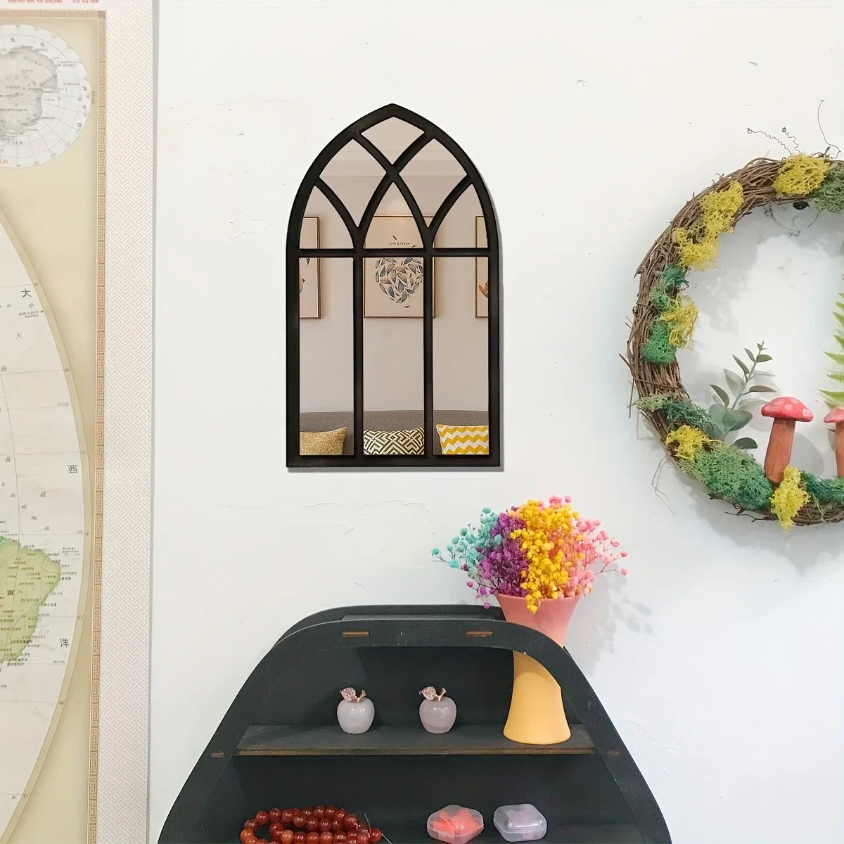 Arched Windowpane Wall Mirror product photo 3