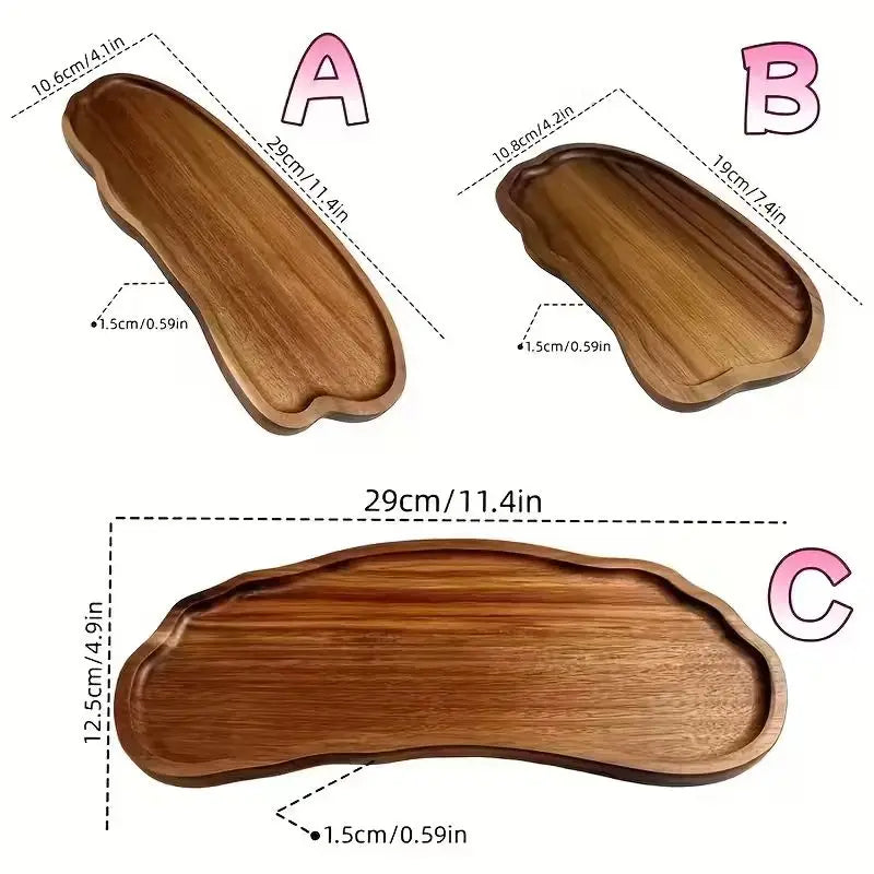 Acacia Wood Tray, Bathroom Vanity & Candle Tray