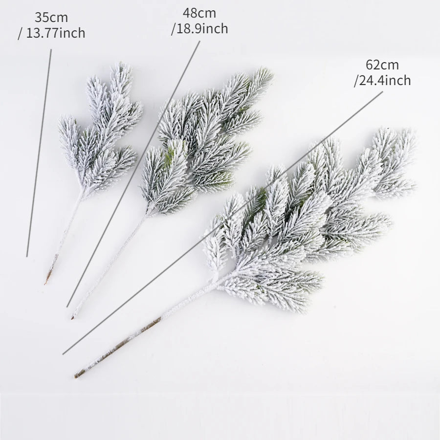 Flocked Cedar Stems, Snowy Faux Pine Branch