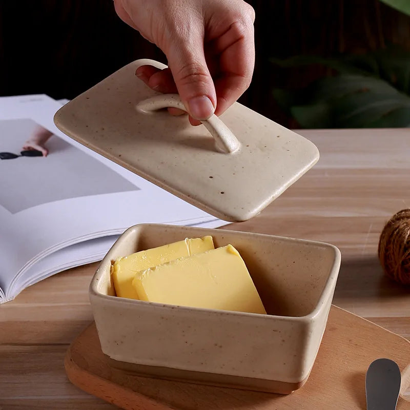 Speckled ceramic butter dish