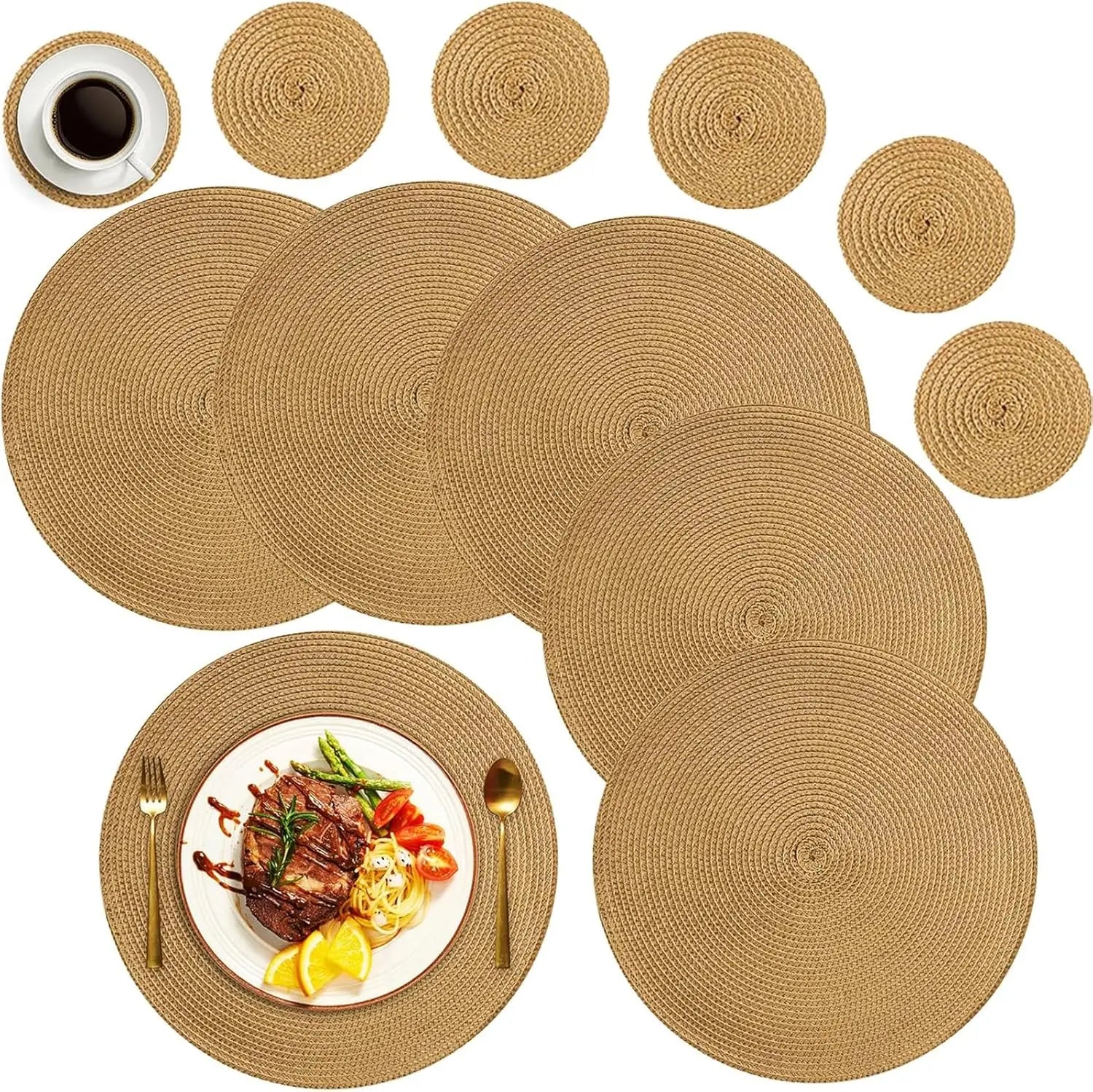 Round Woven Placemat & Coaster Set product photo 1