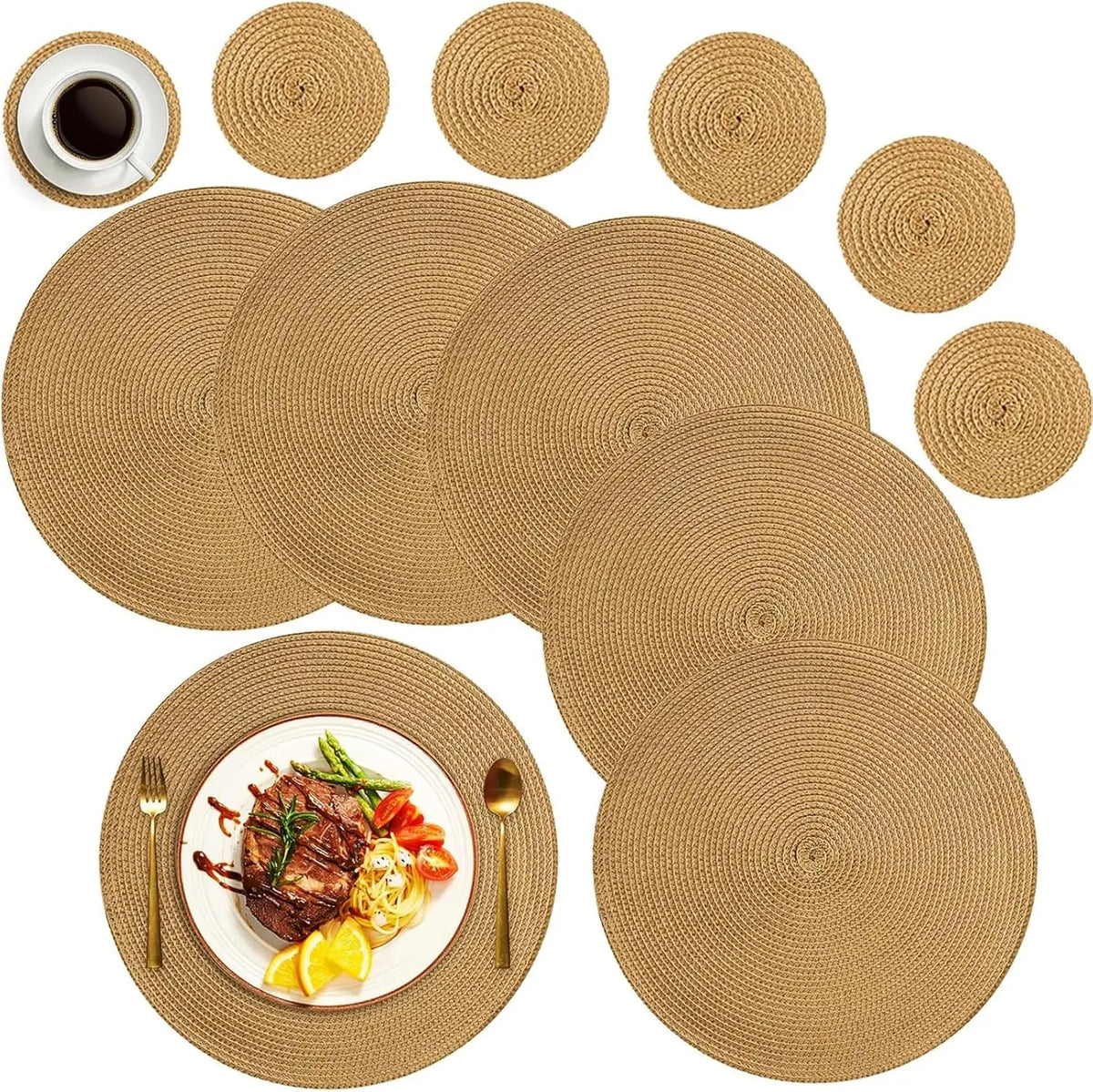 Round Woven Placemat & Coaster Set product photo 1