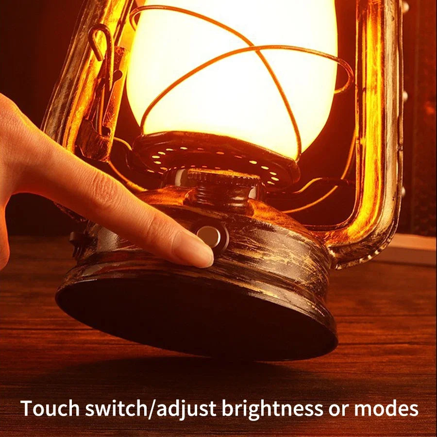 Vintage Rechargeable Lantern, Flickering Flame LED Hurricane Lamp