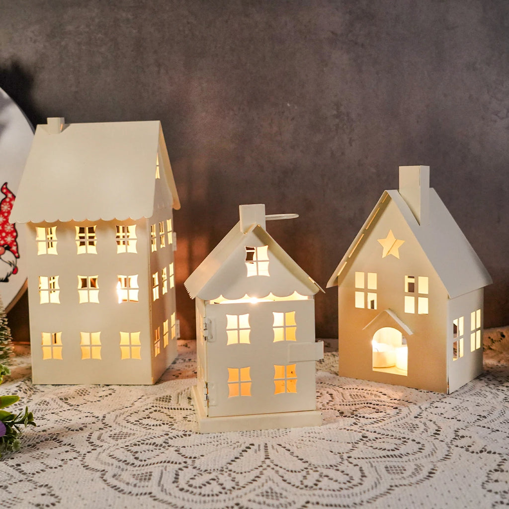 Metal Cottage Candle Holder, Tealight House Lantern