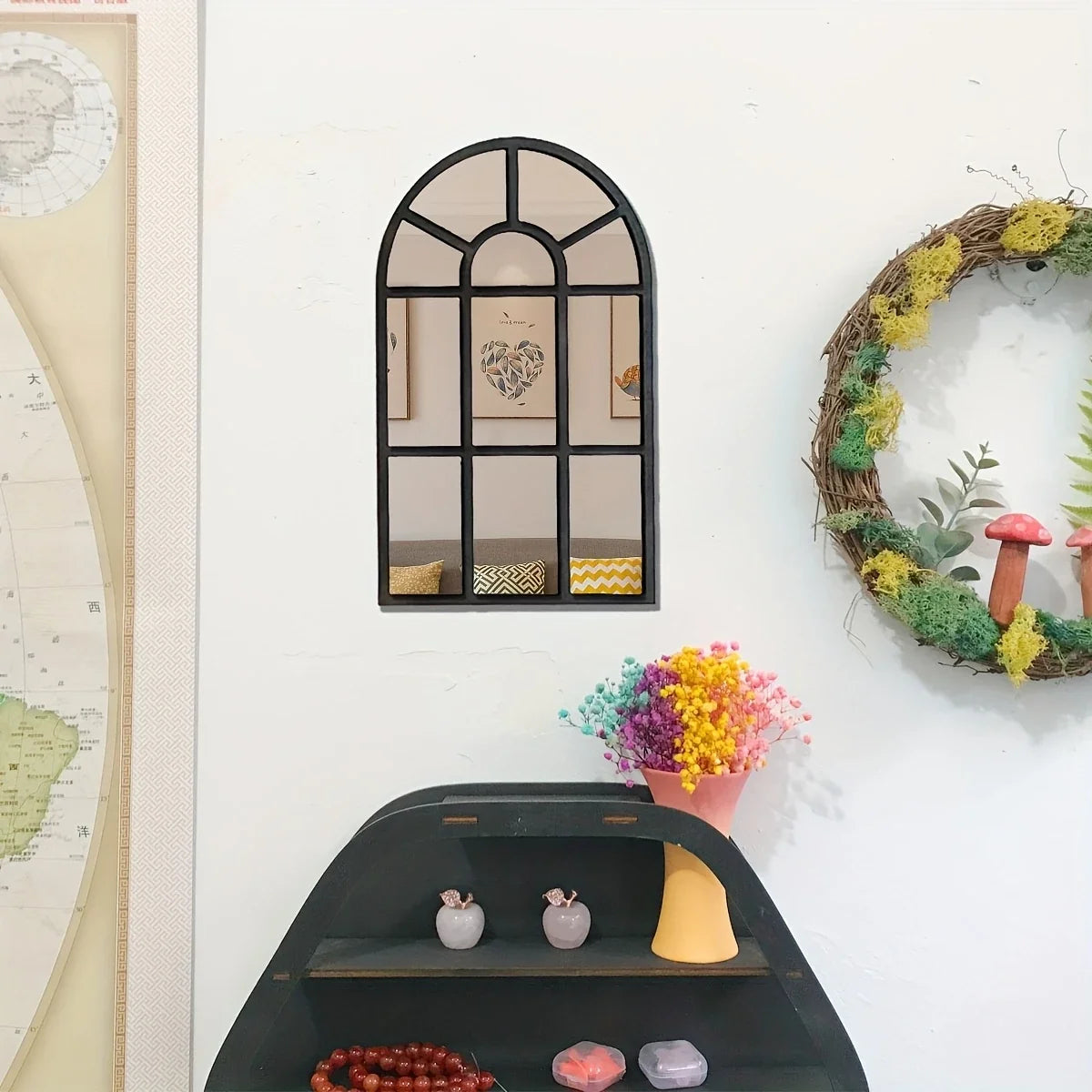 Arched Windowpane Wall Mirror product photo 4