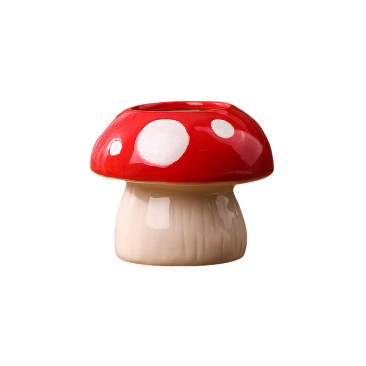 Small red mushroom ceramic vase