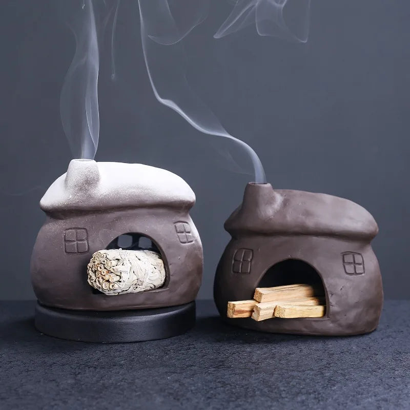 Cottage Incense Burner, Ceramic Palo Santo Holder