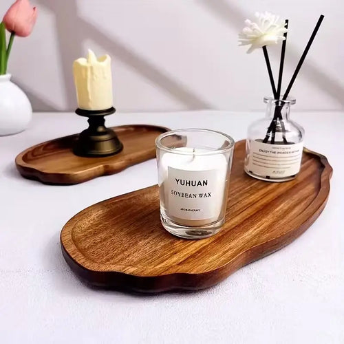 Acacia Wood Tray, Bathroom Vanity & Candle Tray