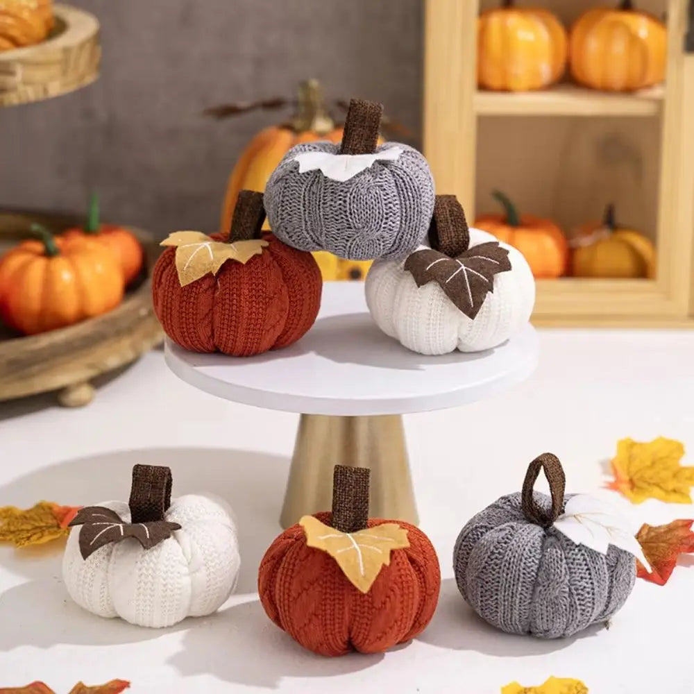 Knit Pumpkins, Cozy Fall Table Decor (Set of 3)