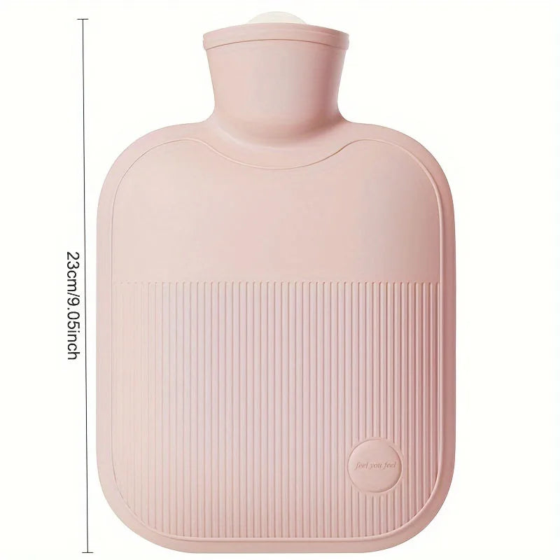 Hot Water Bottle with Plush Cover, 1L Soft Silicone Warmer