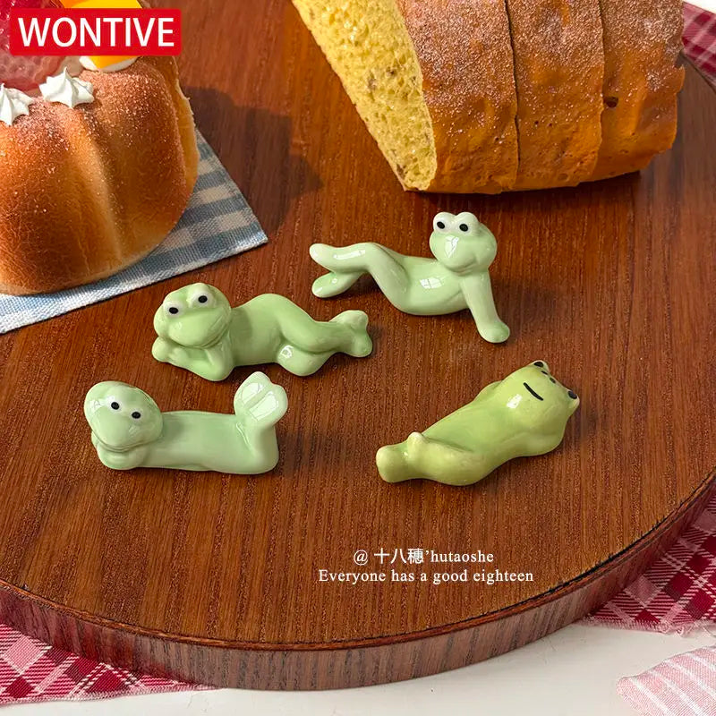 Frog Chopstick Rest, Cute Ceramic Spoon & Utensil Rest