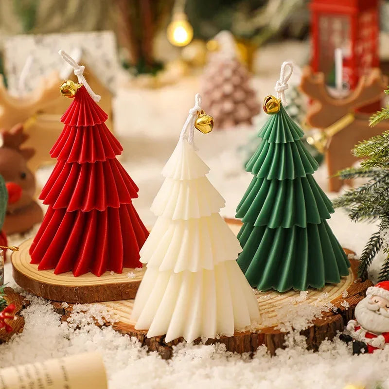 Pleated Christmas Tree Candle, Handmade Soy Wax Scented Candle