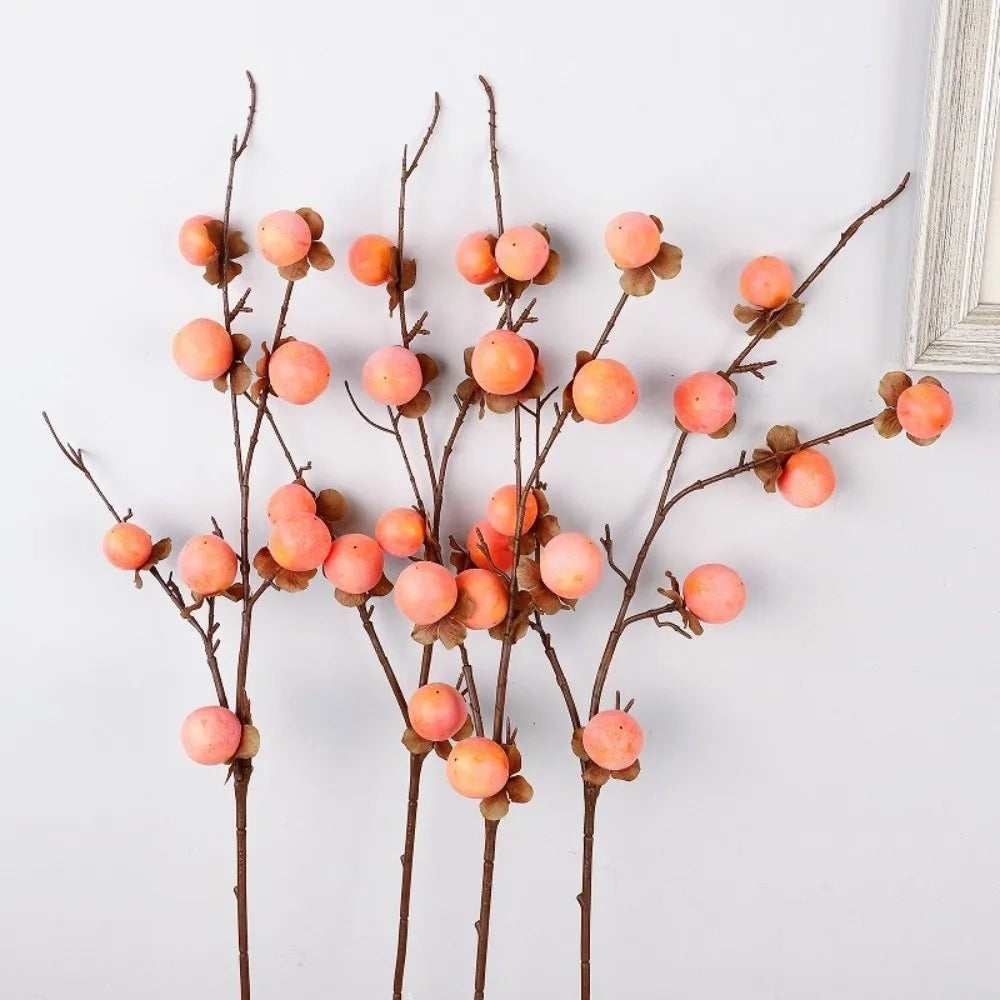 Faux Persimmon Branch, 88 cm Artificial Fall Fruit Stem