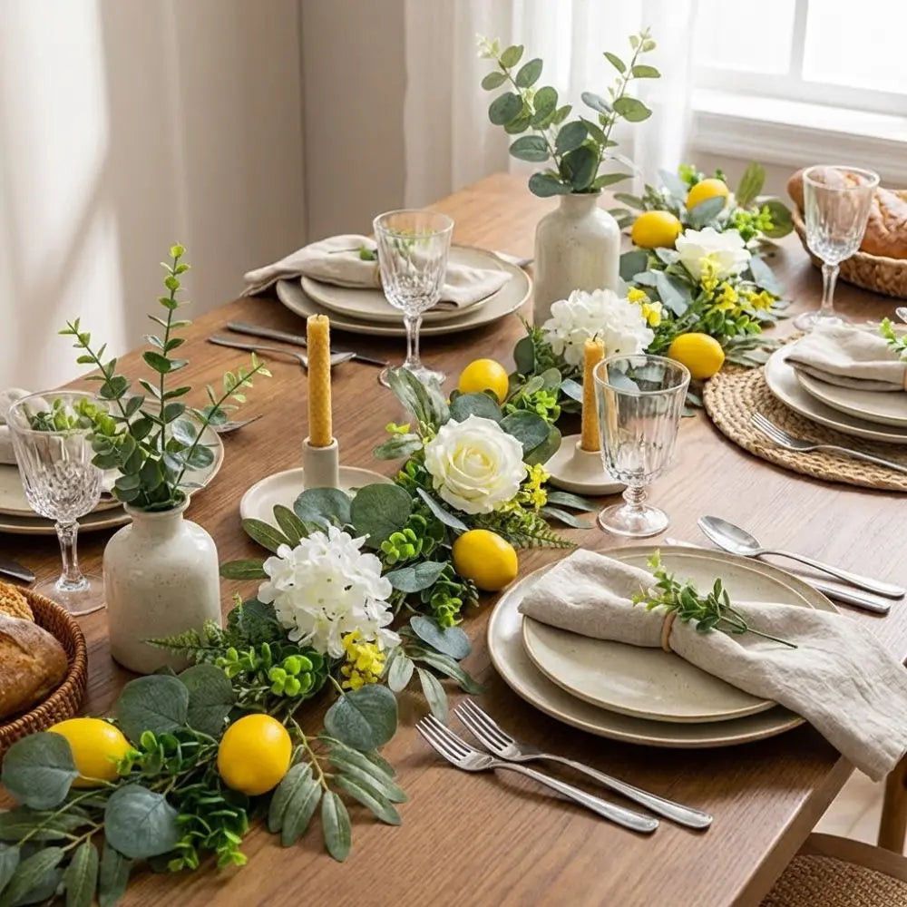 Lemon & Eucalyptus Garland, Faux Greenery Vine