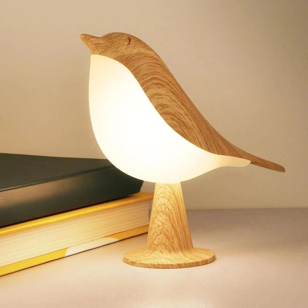 Wooden Bird Touch Lamp, Cordless Bedside Night Light