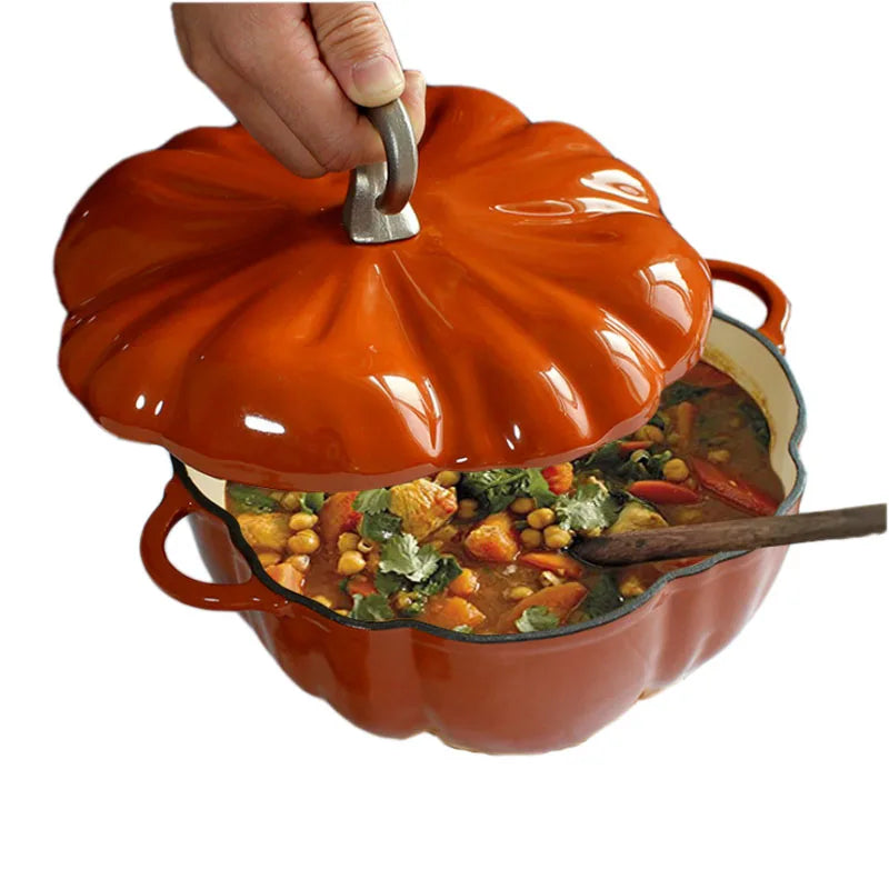 Pumpkin Dutch Oven, Enameled Cast Iron Pot (3.5 Qt)