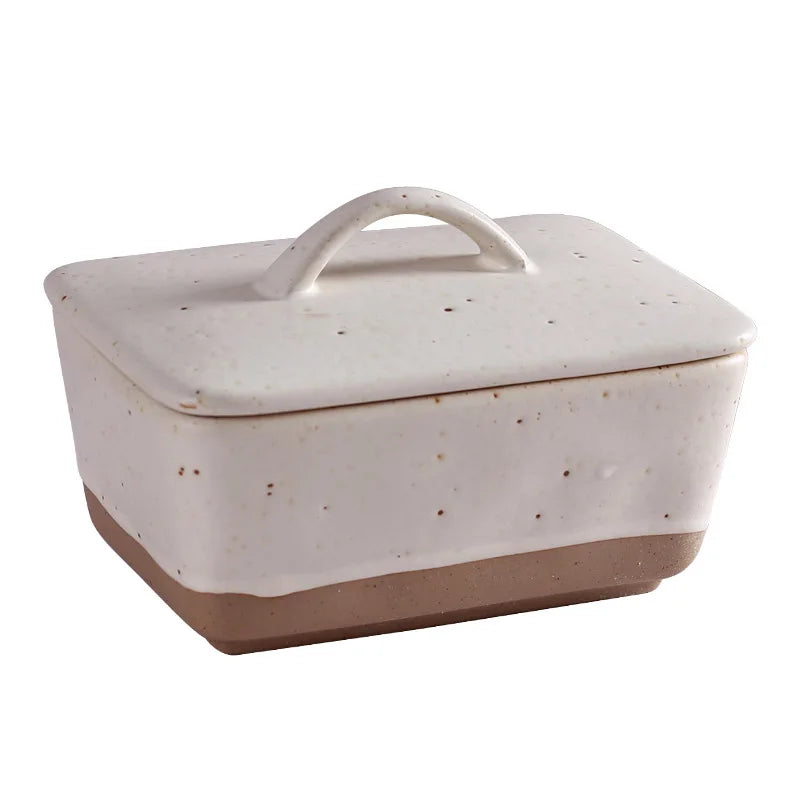 Speckled ceramic butter dish