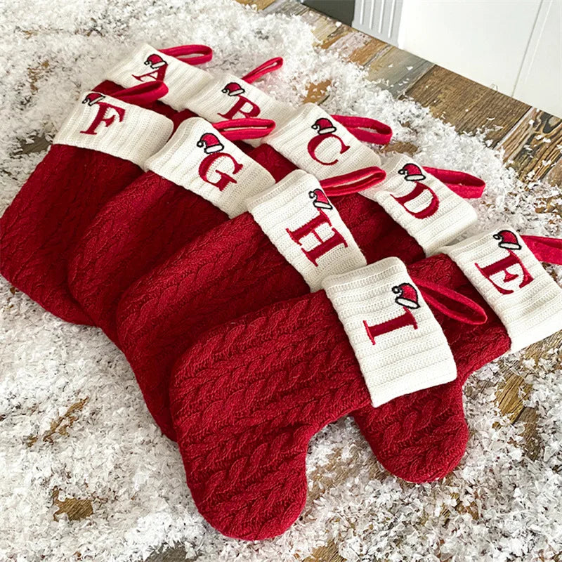 Mini Initial Christmas Stocking, Knit Letter Stocking Ornament