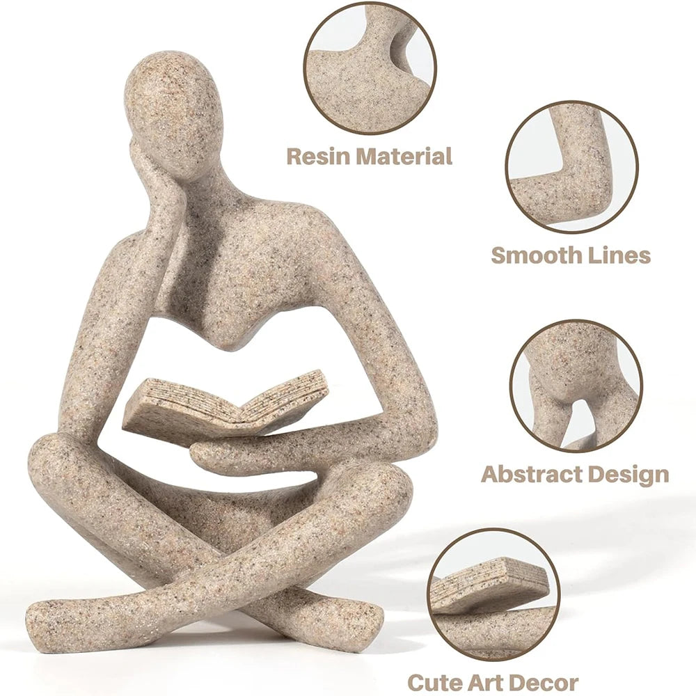 Abstract Thinker Statue, Modern Sculpture for Shelf Decor