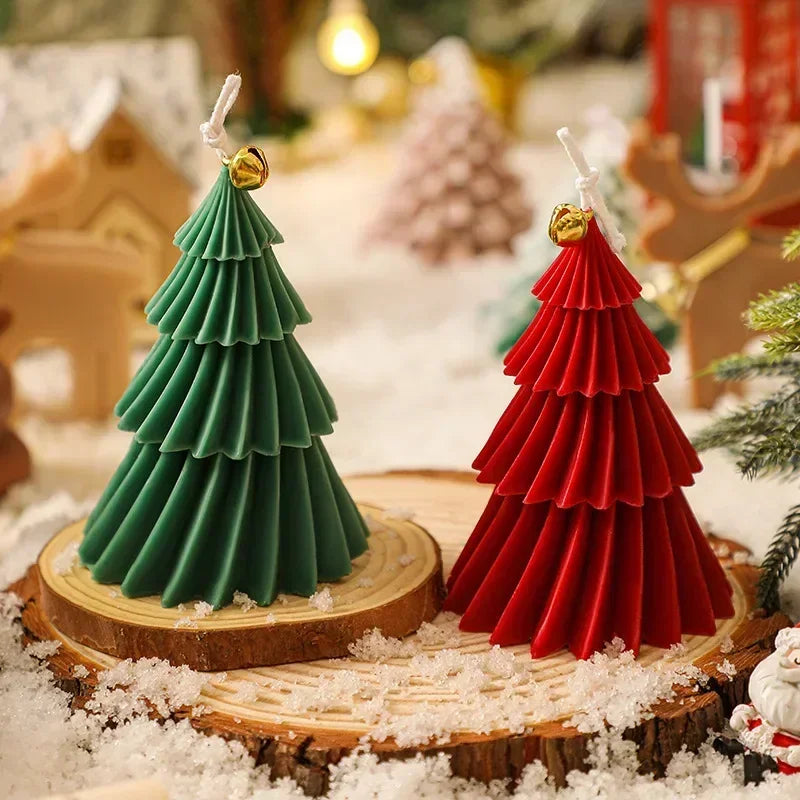 Pleated Christmas Tree Candle, Handmade Soy Wax Scented Candle