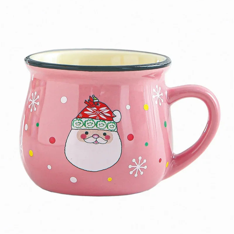 Christmas ceramic mug, pink Santa design